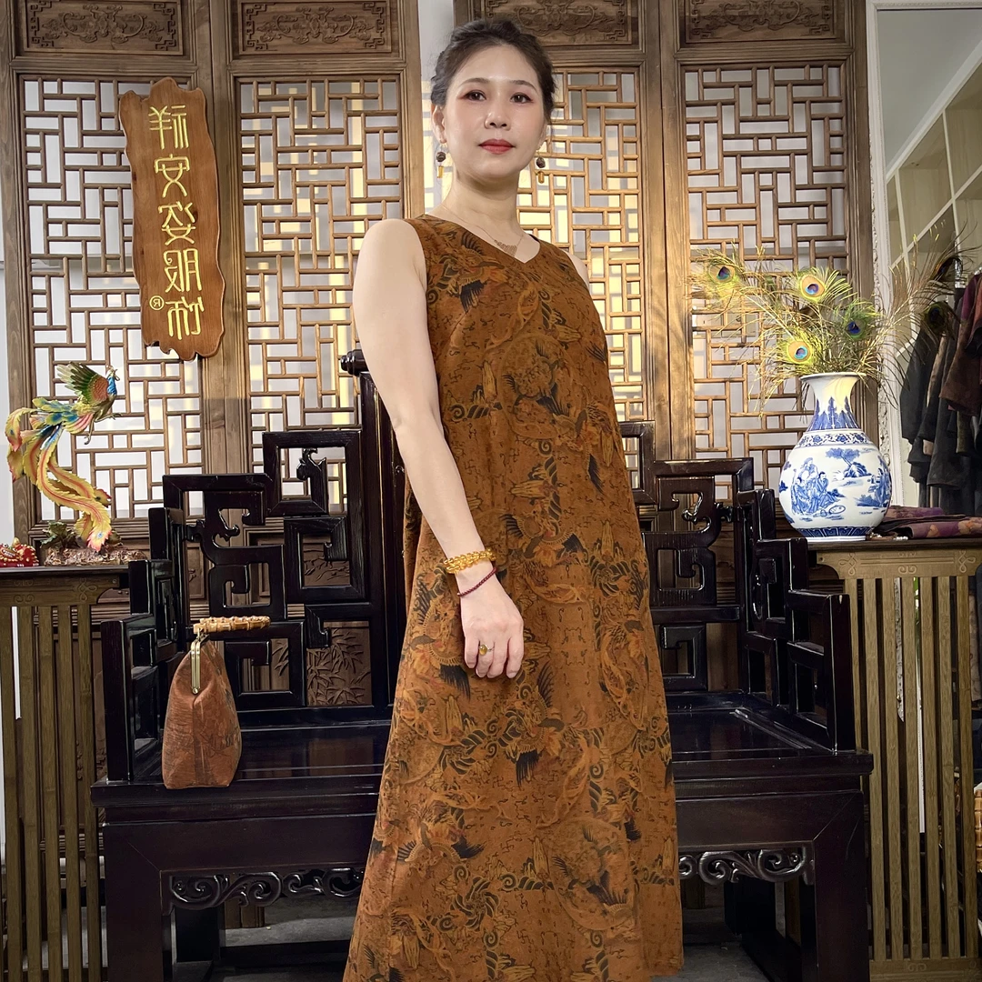 【山海背心裙】新中式无袖套头圆领碎花背心裙 G282555