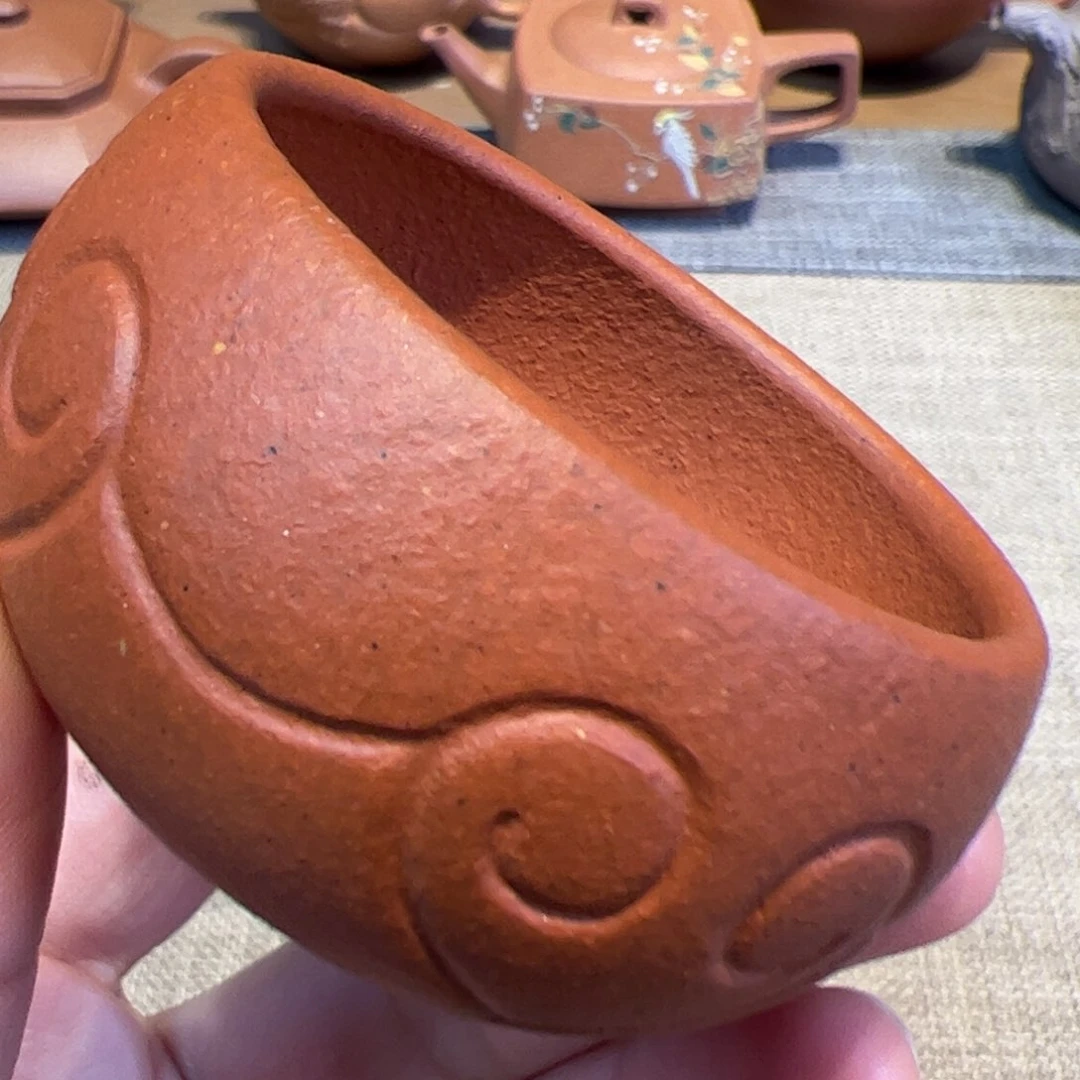 如意杯，容量60毫升，红泥