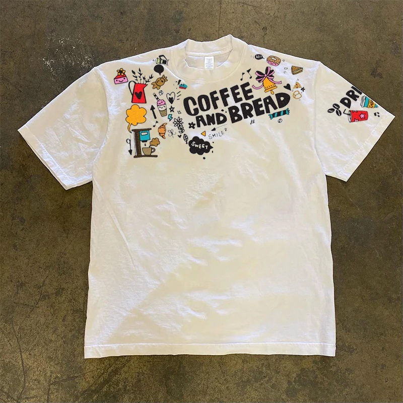 230g小领口！重磅vintage卡通阿美咔叽欧美ins高街潮牌短袖T恤男女