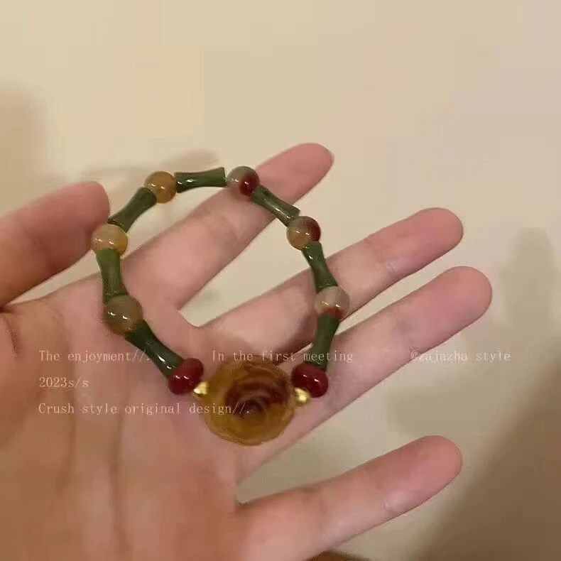 铜合金手链 小众玫瑰竹节串珠 55