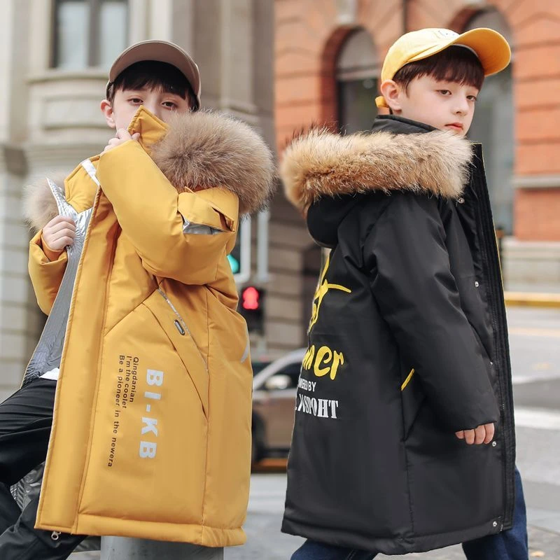 儿童羽绒服中长款男童新款外穿加厚保暖男孩中大童冬装外套潮