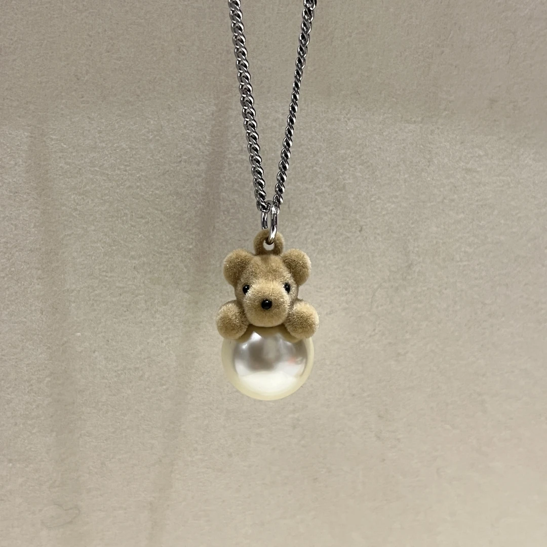 铜合金仿珍珠项链 【小熊项链】-XL045