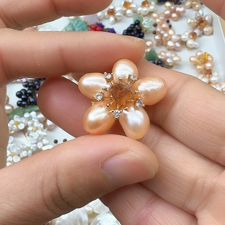 淡水珍珠胸饰银S925镶嵌