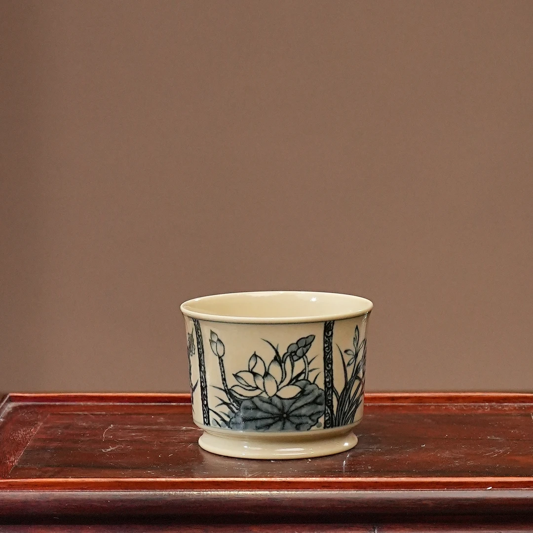 渐升堂青花梅兰竹菊荣天杯景德镇茶杯茶具茶室男女泡茶必备用品