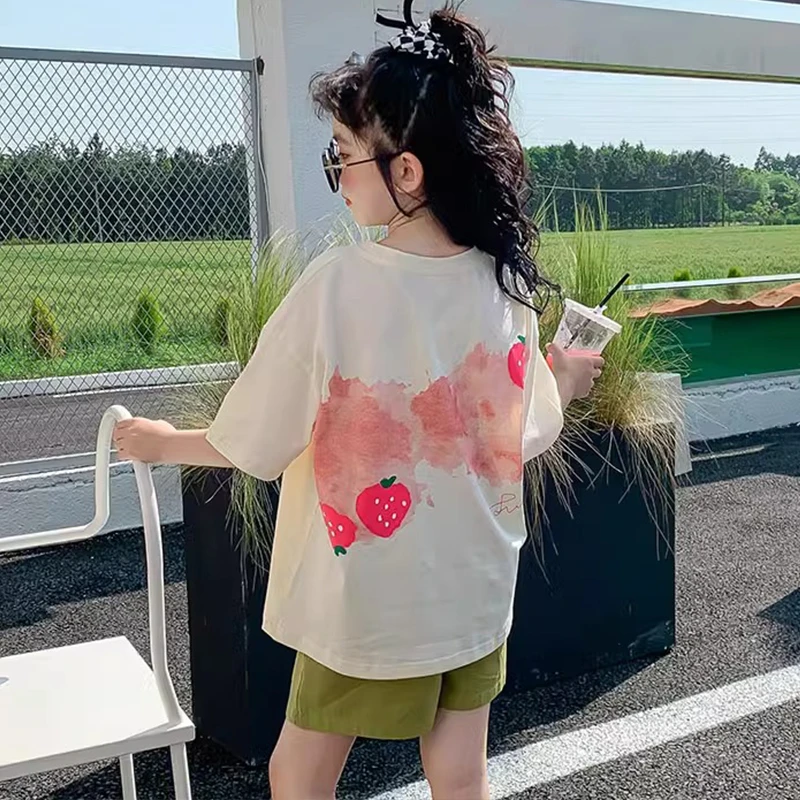 女童t恤短袖2025新款夏季中大童长袖上衣儿童休闲洋气夏装体恤衫T