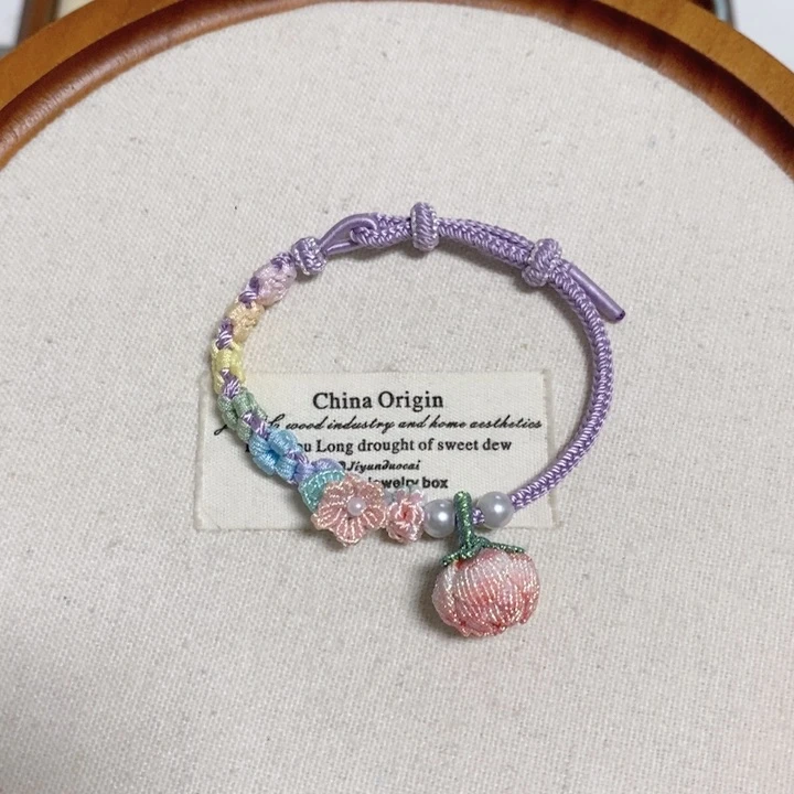 粉色荷花款五彩绳