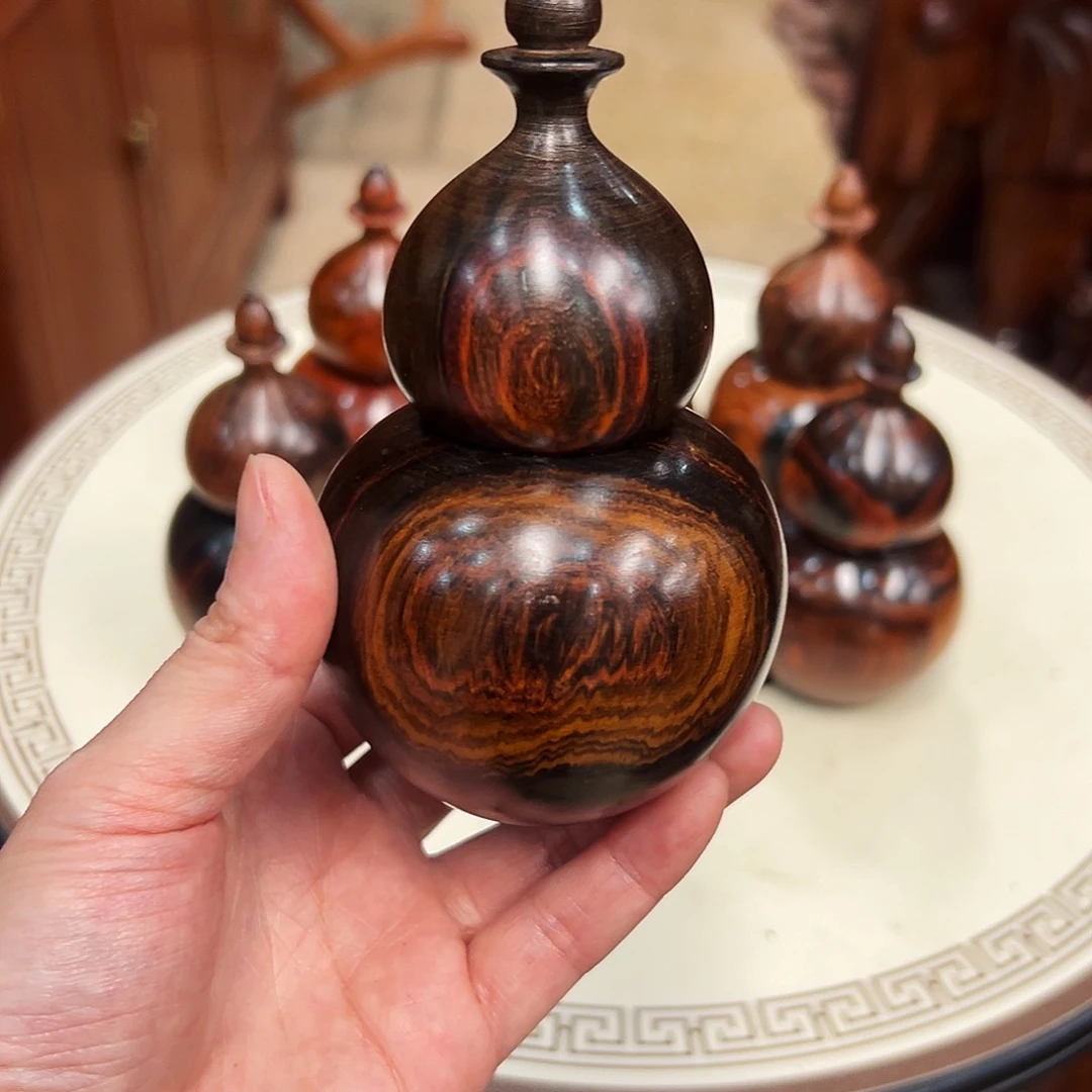 斌***香榧木老挝大红酸枝葫芦牙签筒