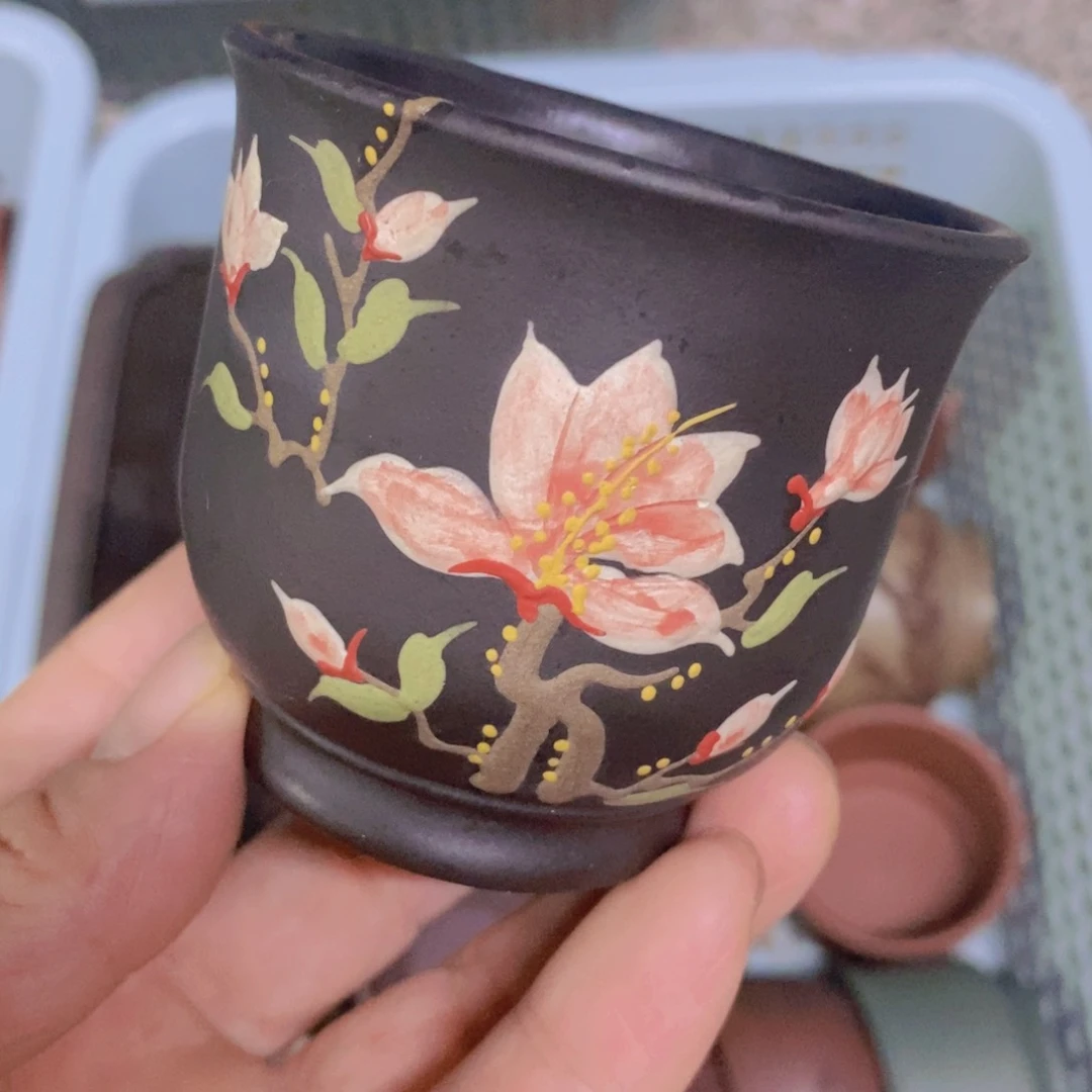 茶杯绿泥紫砂紫砂