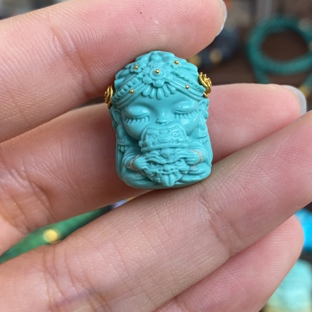 绿松石未镶嵌。圆雕扎基拉姆