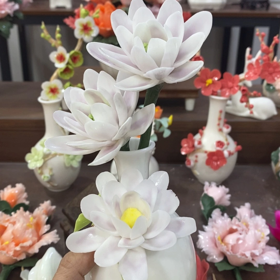 瓷片陶瓷手工花摆件