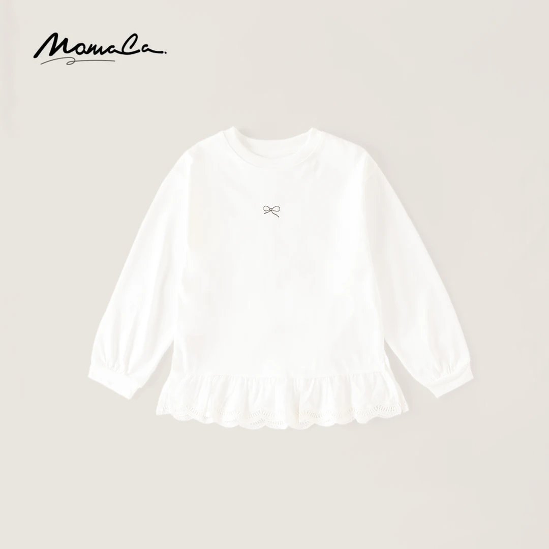 MOMOCO秋季欧若风女童花边纯色内搭宝宝打底长袖77530235009