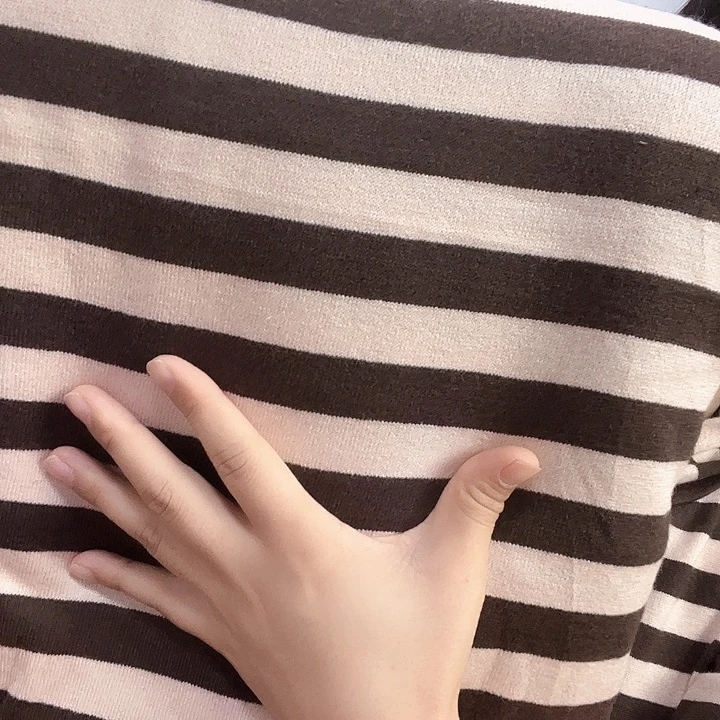 咖白条纹真丝羊绒