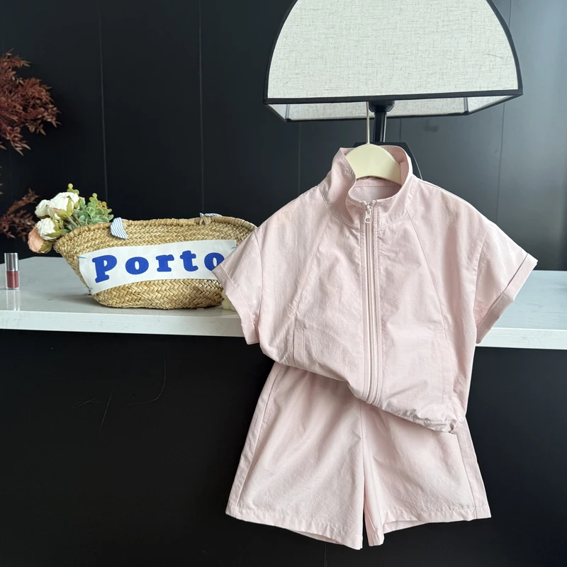 【现货】leomama女童短袖套装2025儿童大童时髦洋气夏季短裤两件套