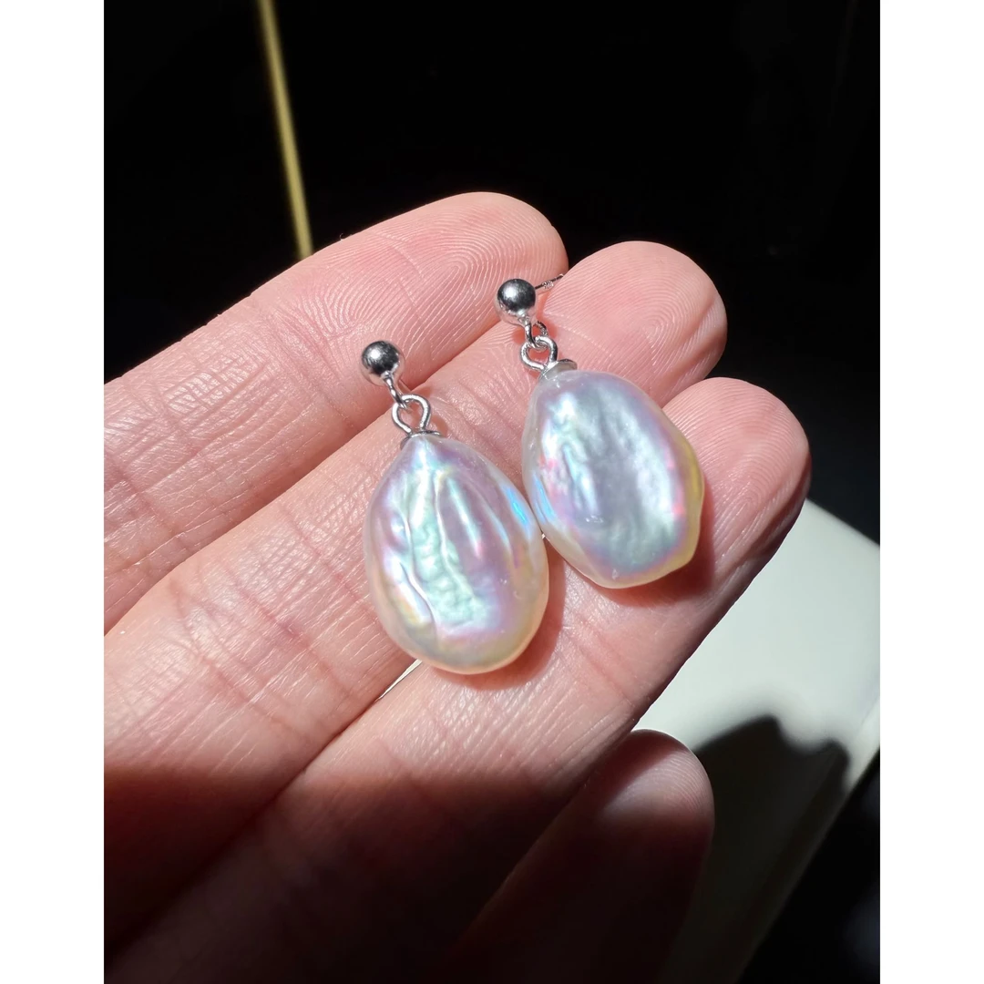 JUNMU云朵珍珠耳坠~巴洛克珍珠耳钉复古百搭耳饰多样性发货发一