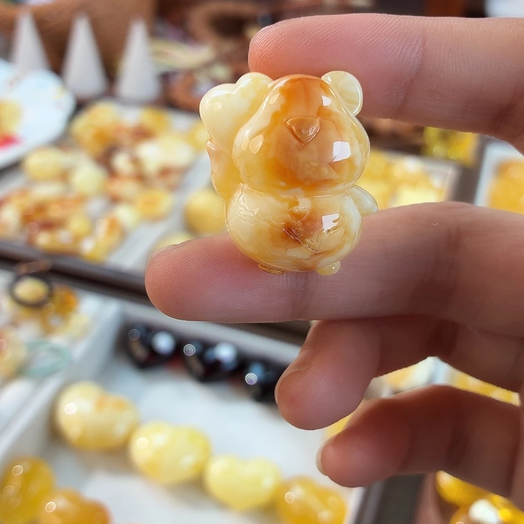 蜜蜡未镶嵌珠宝奇石气球熊