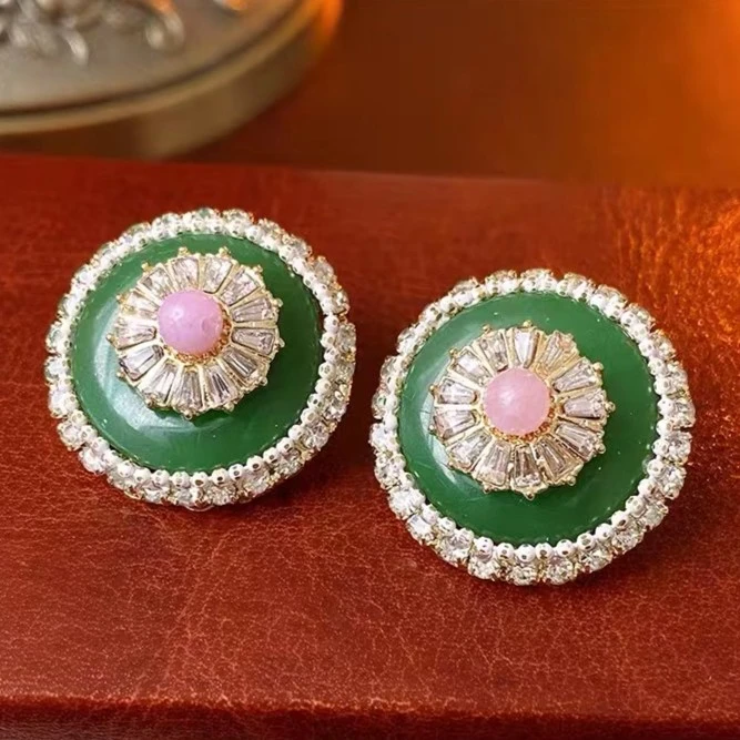 铜合金耳饰 名媛气质时尚复古古风法式宫廷风耳钉轻奢女5123