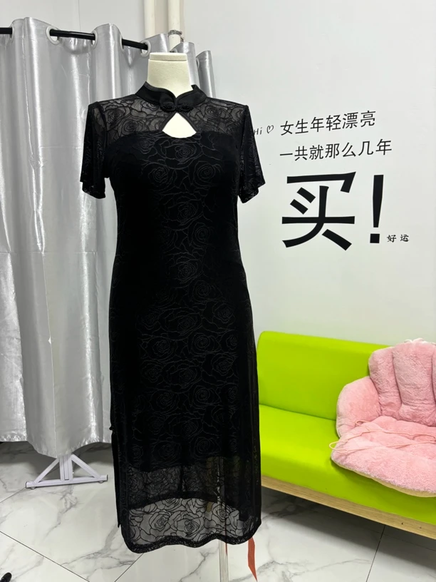 复古港风立领提花镂空优雅旗袍女士复古清国风