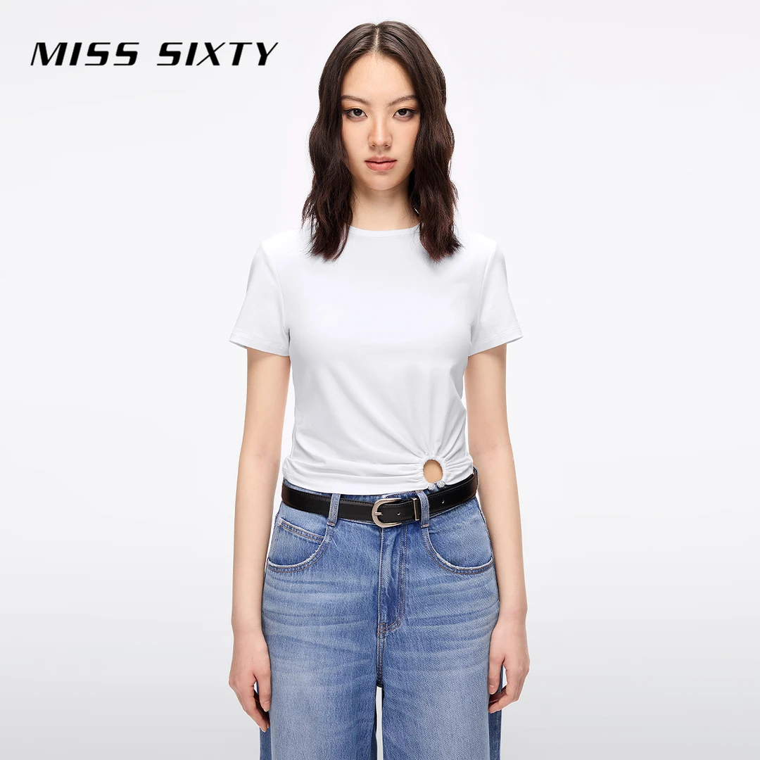 MissSixty短袖T恤圆领钻饰弹力修身显瘦短款上衣流光风