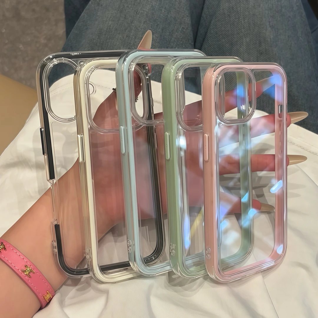 ins高颜值简约透明适用iPhone16/17手机壳华为mate软vivo红米oppo