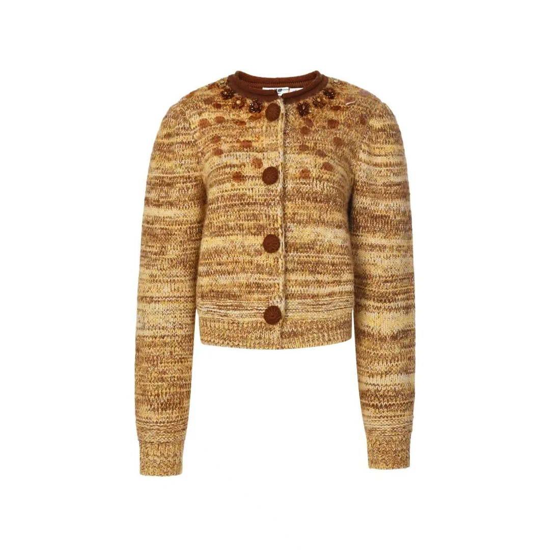 拉飞姆2025冬 珠饰花纱针织外套LF25D21ZC007