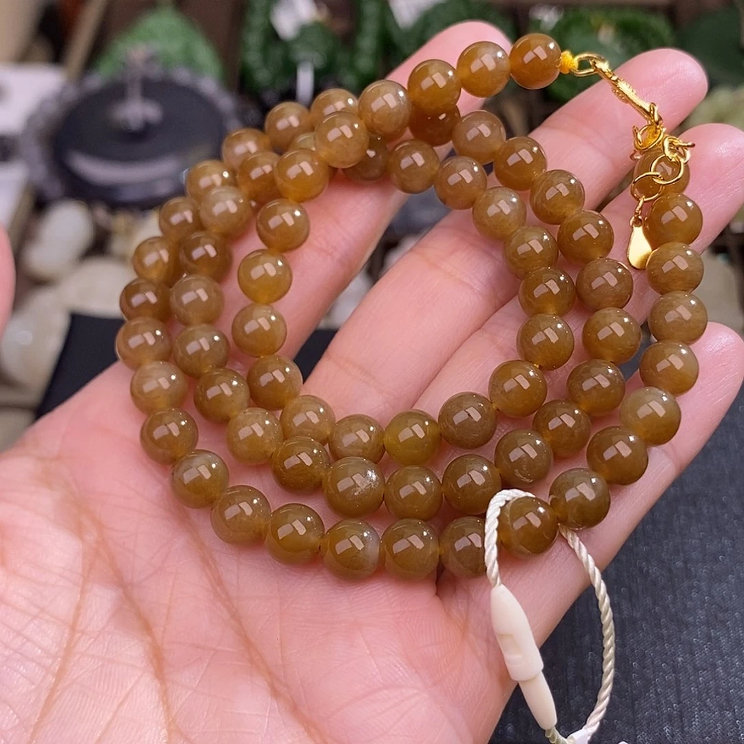 和田玉糖料清货价项链约7MM未镶嵌