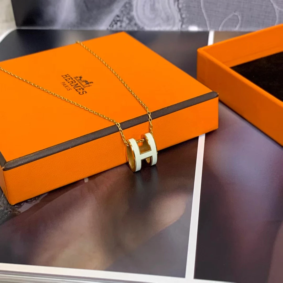 99新 Hermes/爱马仕 壹臻/ 白金pop h项链大号 94269329