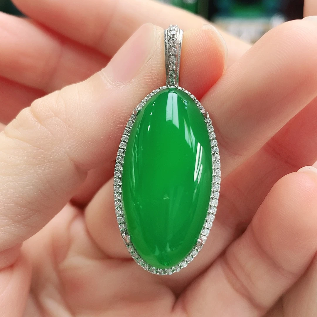 玛瑙/玉髓吊坠银S925镶嵌