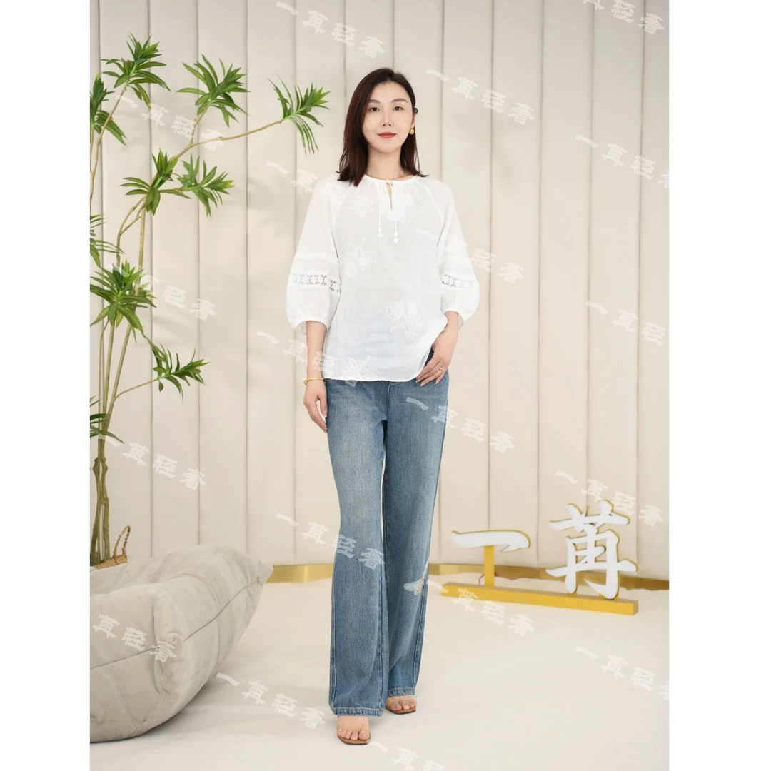 【一苒】亚麻度假风重工上衣YR260S