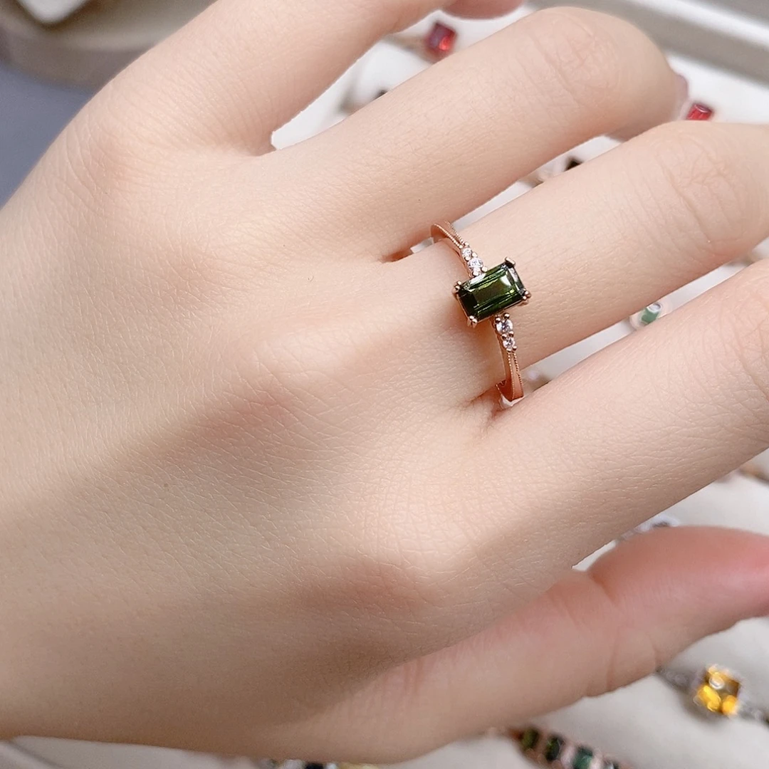 碧玺戒指银S925镶嵌开口