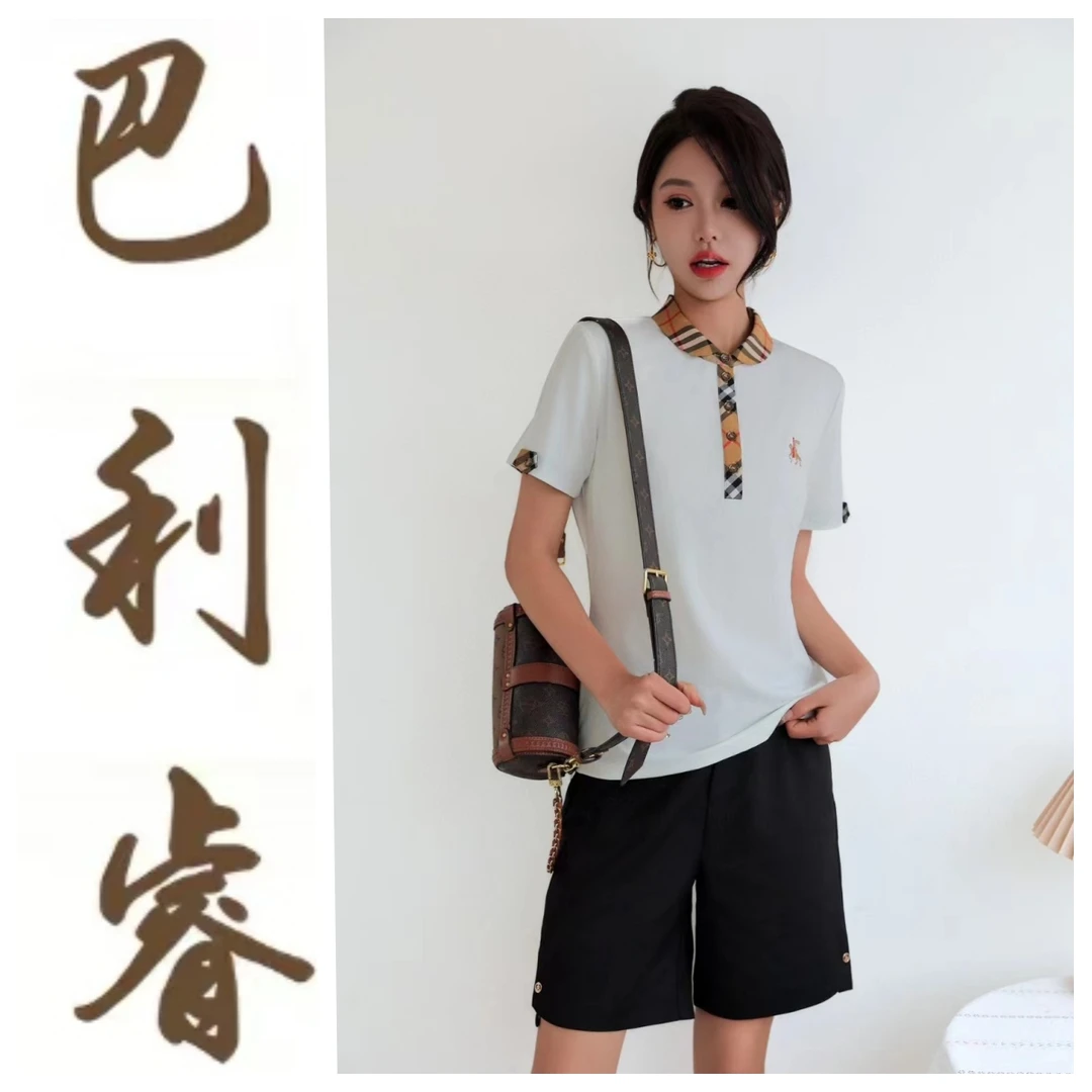 极简老钱风拼接款运动宽松百搭POLO衫polo1245
