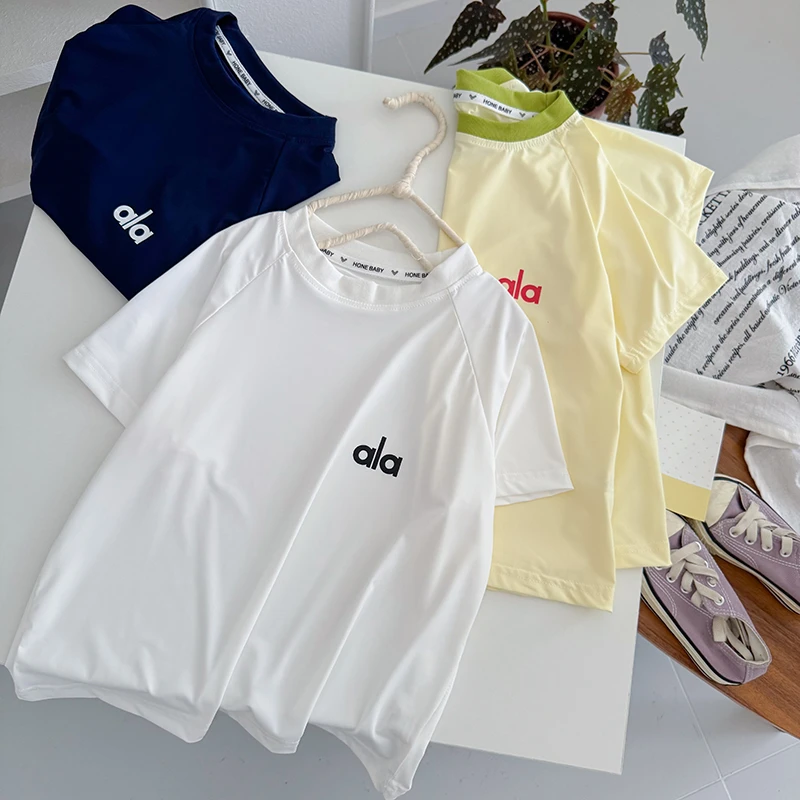 儿童夏季撞色领冰皮短袖男女宝同款T恤KZ25173