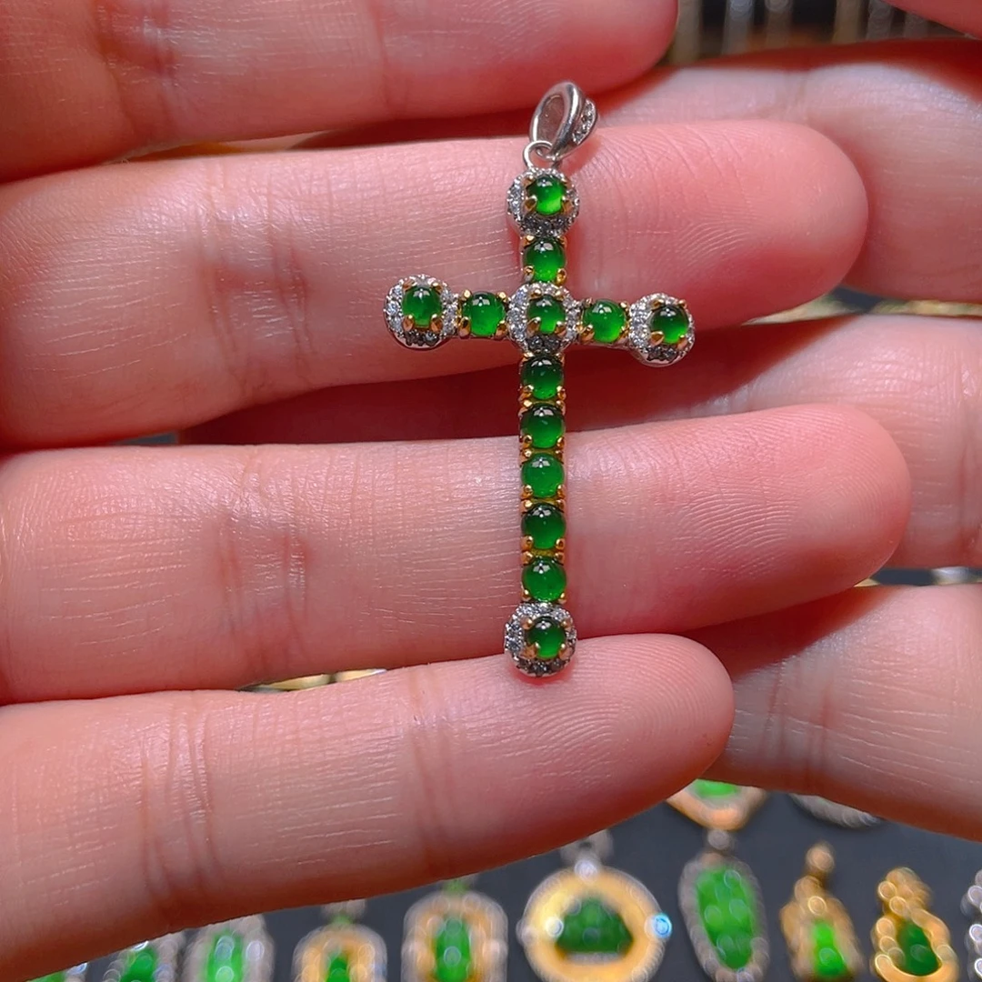 翡翠银S925镶嵌吊坠(不含链)