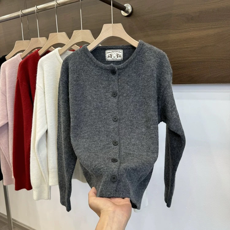 针织开衫毛衣女2024新款早春外穿宽松温柔纯色外套