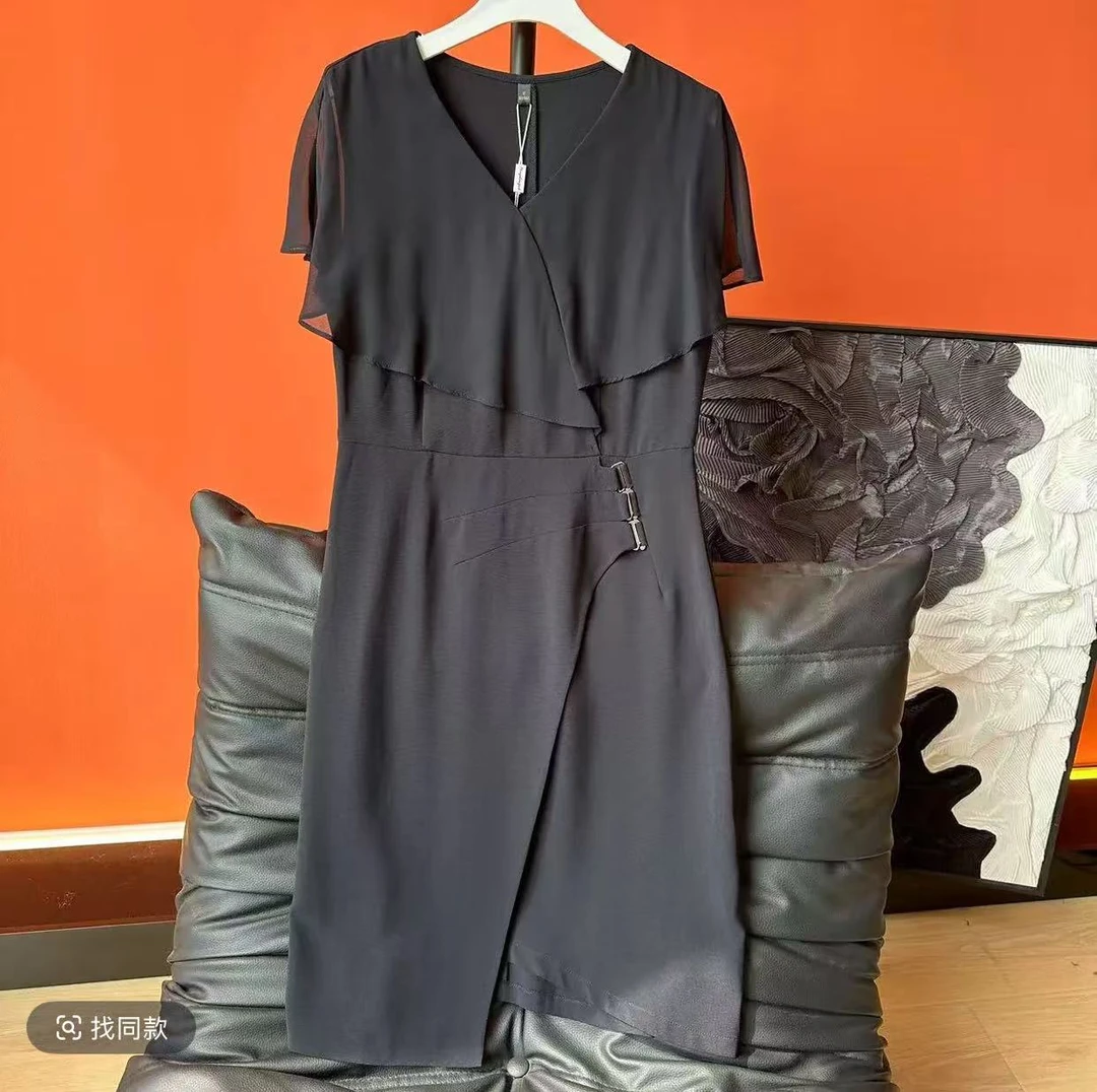 【PL046】长裙吸汗夏季镂空露肩短袖连衣裙潮流气质黑色显瘦女士轻