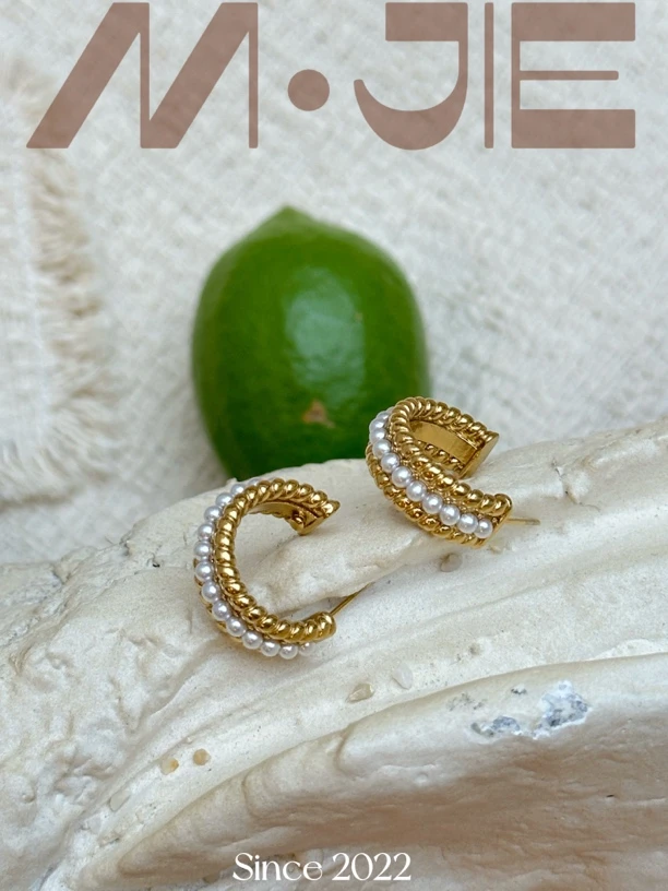 钛钢耳饰 『金色珍珍耳圈』轻奢时尚百搭休闲