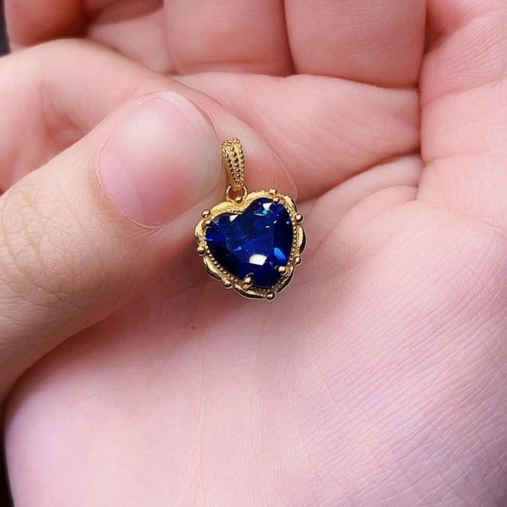 蓝宝石吊坠(赠链)银S925镶嵌