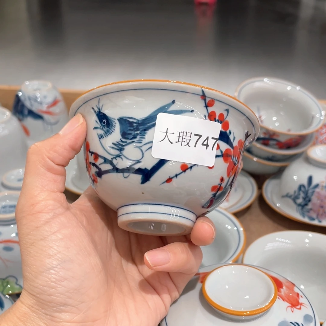 釉下手绘茶具微瑕