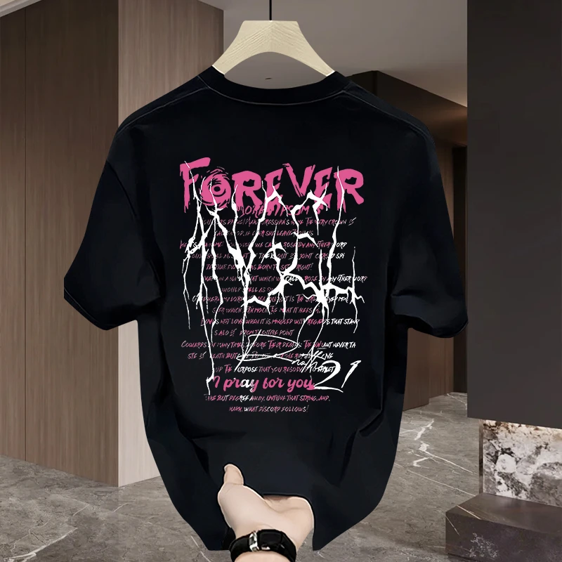 2025新款潮流痞帅潮牌印花宽松休闲重磅纯棉短袖T恤男女百搭上衣