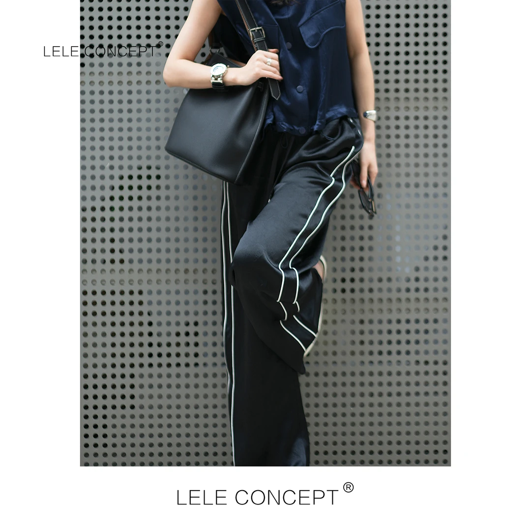 LELE CONCEPT｜【如一】侧白线阔腿休闲裤宽松潮流K0223