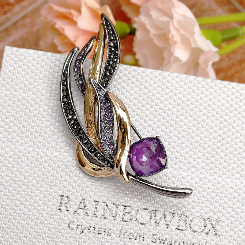 铜合金仿水晶胸针 高定施华水晶百搭宫廷风树枝复古精致胸针