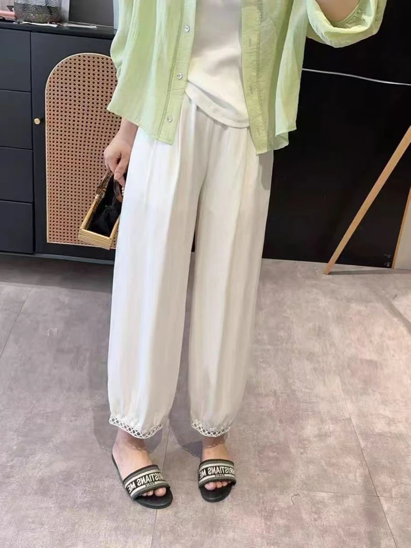 25210 显瘦夏季透气气质休闲裤纯色灯笼裤九分裤