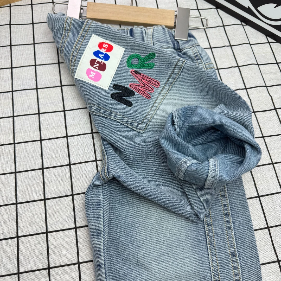 童装男童牛仔裤春秋季中小童宽松长裤儿童男孩宝宝帅气休闲裤刺绣