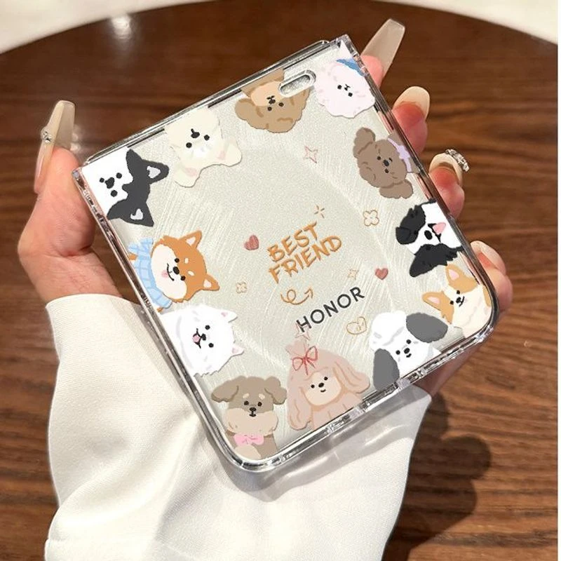 新款环绕狗狗小米mixflip2手机壳适用荣耀vflip女可爱透明折叠屏