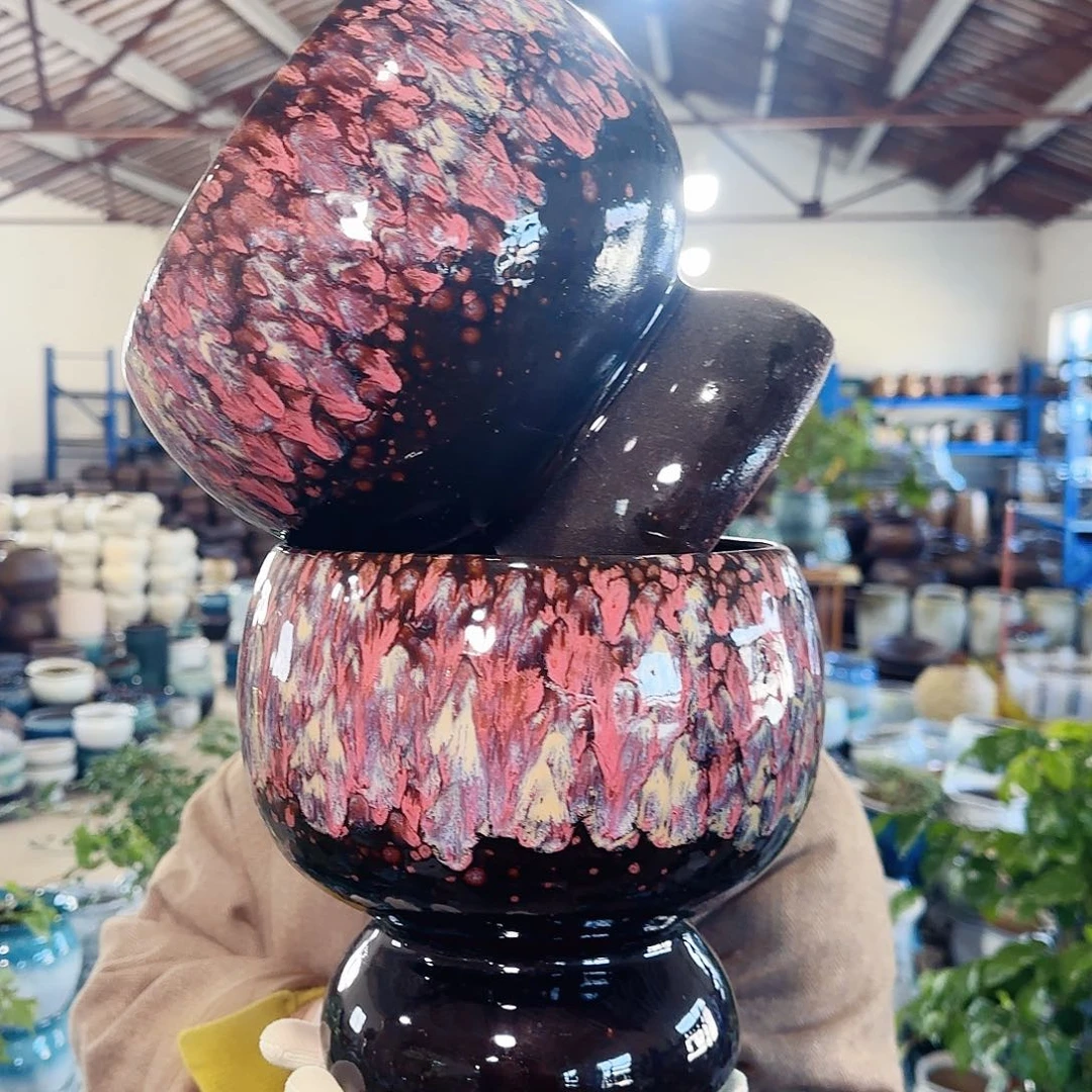 紫砂花盆高20口18