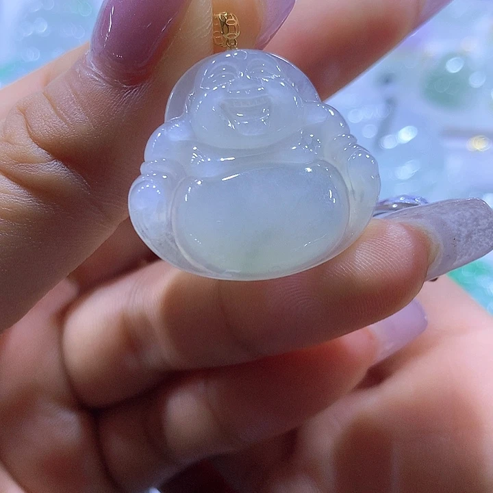 翡翠18K金镶嵌颈饰天然翡翠A货吊坠