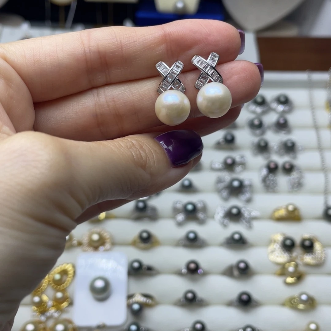 耳饰淡水珍珠银S925镶嵌