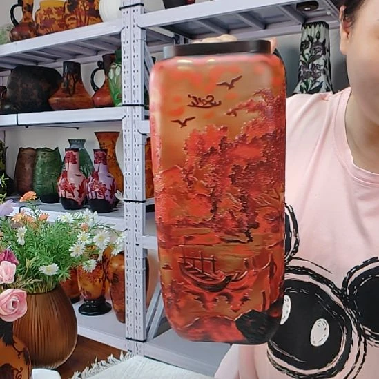一***华琉璃手工艺品格雷花瓶