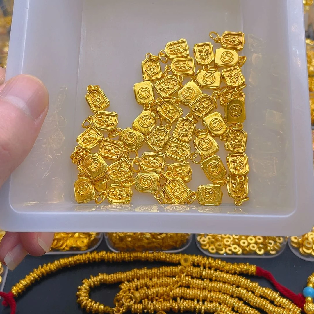 锆石铜合金纯色黄财神方牌2个