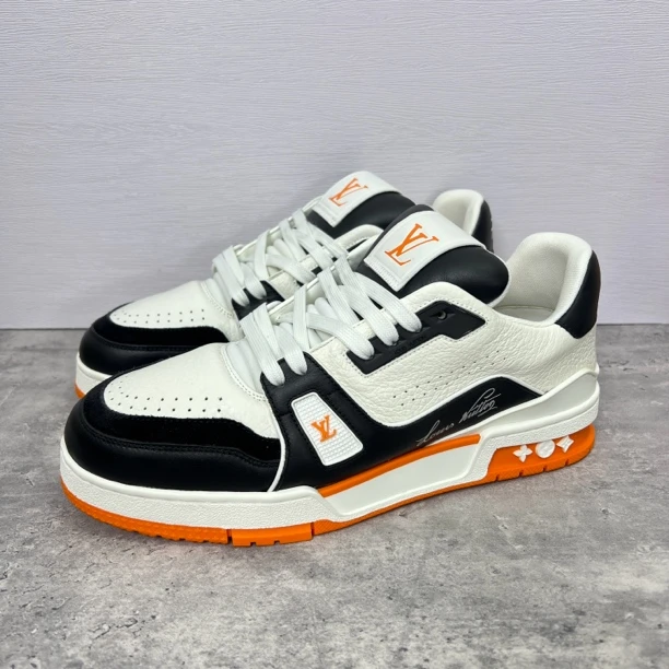 99新 LouisVuitton/路易威登 黑橙藤原浩吹那trainer正品折扣潮鞋