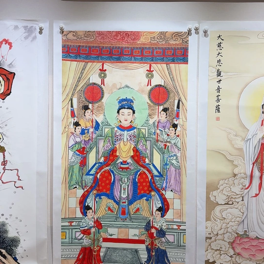 紫***炁国画碧霞元君一副作品
